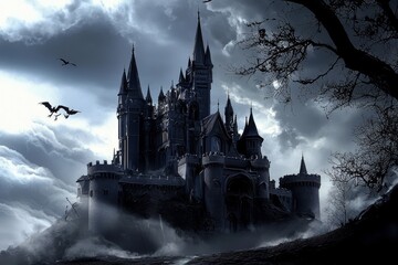 Stunning visuals of a mystical gothic castle created by AI.