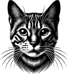 Bengal Cat Front Face Vector Black Silhouette Cricut Design for T-Shirt