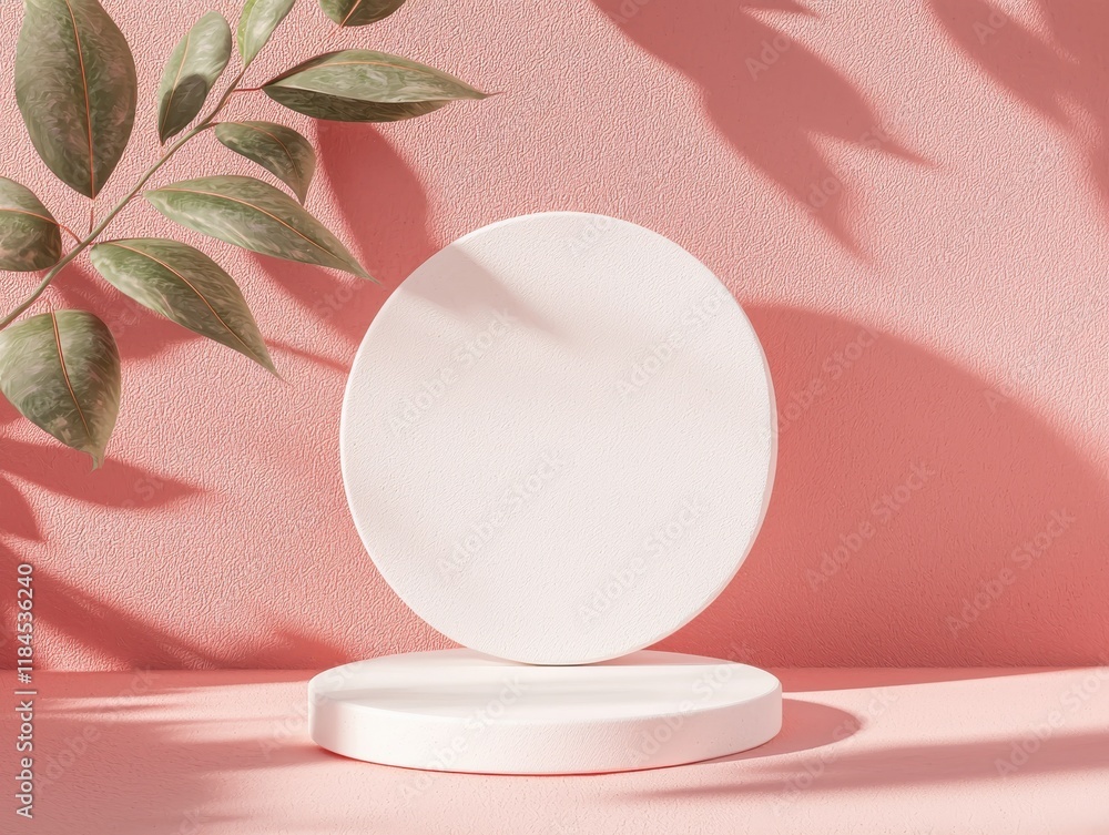 Poster circular product display minimalist studio setting elegant environment aesthetic viewpoint