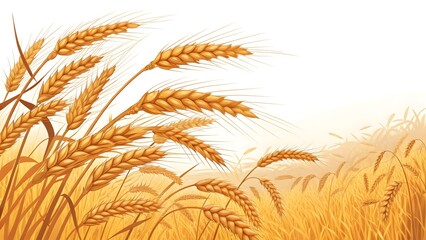 Golden Wheat Field Under Warm Sunlight with Rolling Hills and Tranquil Countryside V3