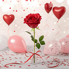 valentines day with rose and hearts