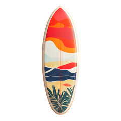 Colorful surfboard with vibrant artistic floral patterns, ideal for ocean enthusiasts and beach vibes.