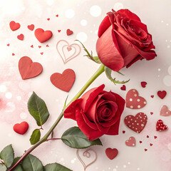 valentines day with rose and hearts