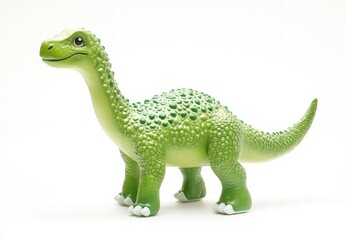 Obraz premium A green dinosaur toy is standing on a white background