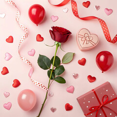 valentines day with rose and hearts