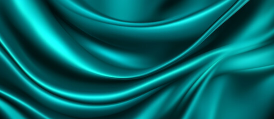 Obraz premium Dark teal silk fabric background. Smooth satin with glitter shimmer and gradient shadows. Blank design for sophisticated themes.