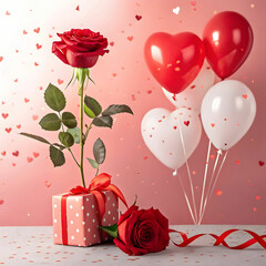 valentines day with rose and hearts
