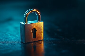 Fototapeta premium cyber security padlock symbolizes the protection and safeguarding of digital assets and information against unauthorized access, cyber threats, and malicious activities