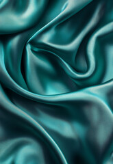 Obraz premium Deep aventurine teal green abstract background. Subtle shimmering silk fabric with smooth gradients and flowing waves. Blank elegant design.