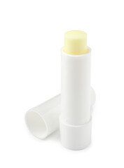 Lip balm isolated on white. Cosmetic product
