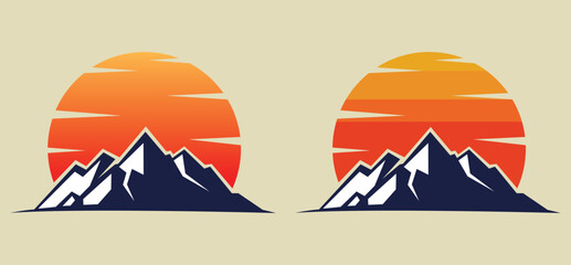 Mountain adventure logo premium vector illustrations, sunset outdoor 