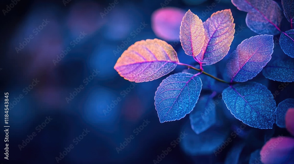 Poster vibrant macro of colorful leaves with frost in a dreamlike setting