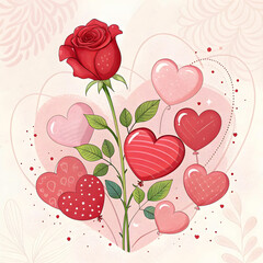 valentines day with rose and hearts