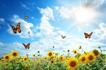 butterflies and flowers
