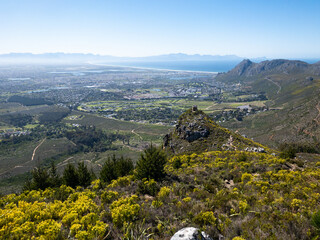 The view from elephants eye cave hike in Cape Town, South Africa. Looking south east over Muizenberg and Tokai.