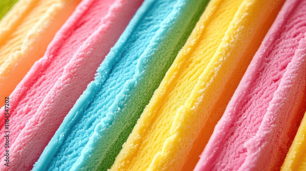 Poster bright multi-colored ice cream layers with textured surface