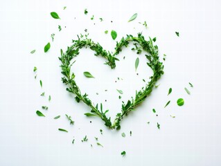 Fototapeta premium A heart made of green leaves and stems