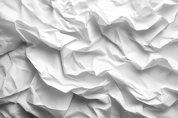 crumpled white paper texture background with natural shadows and wrinkles for graphic design poster mockup and creative projects display