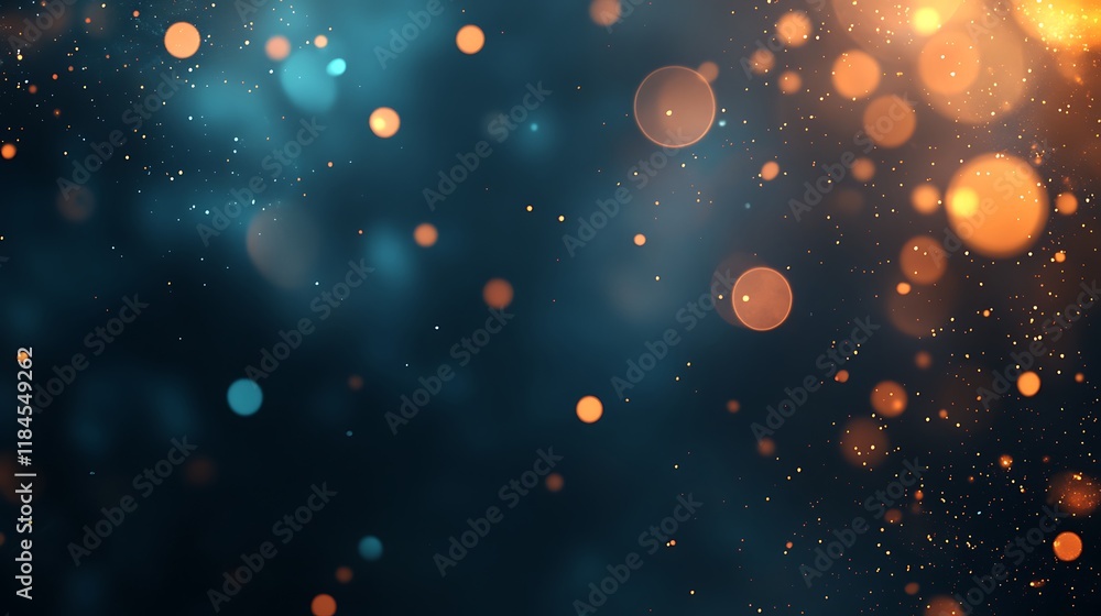Poster abstract blue and gold bokeh lights background for festive design