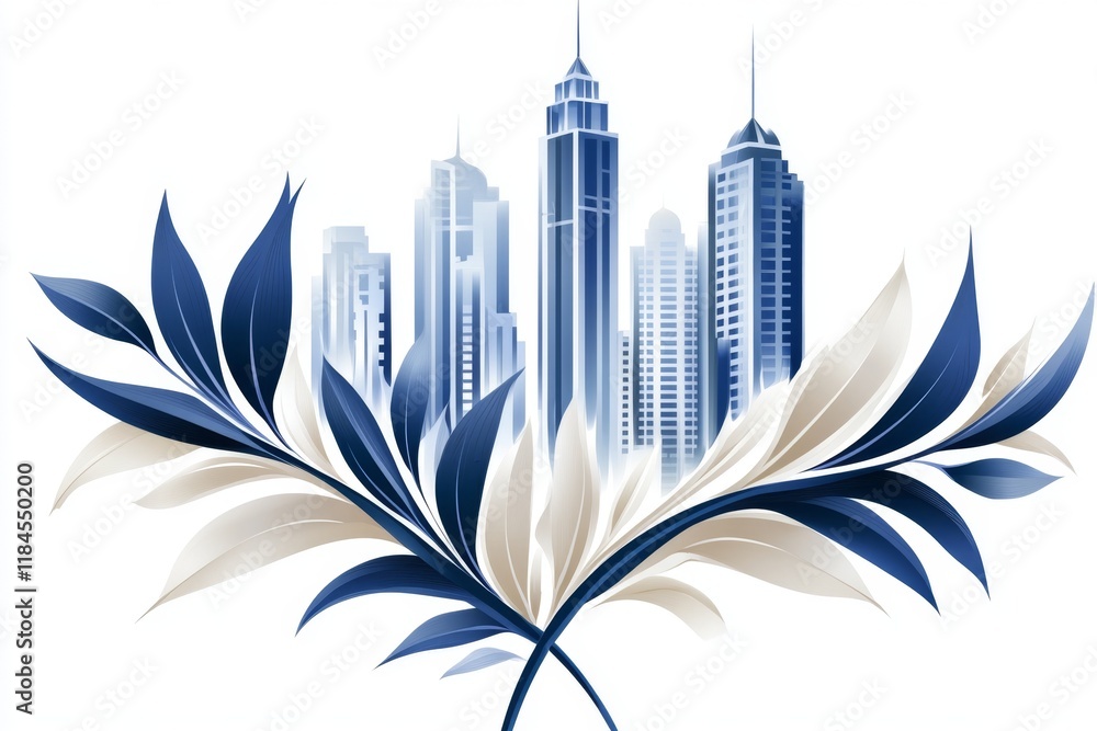 Poster a simple geometric representation of the palm jumeirah island, using stylized shapes to depict the p