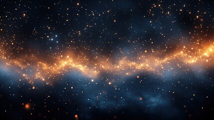Fototapeta premium A cosmic scene showcasing a starry sky with glowing particles and nebula-like formations.