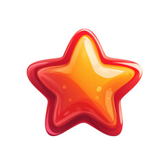 red star icon cut-out. png decorative transparent background. flat cartoon icon