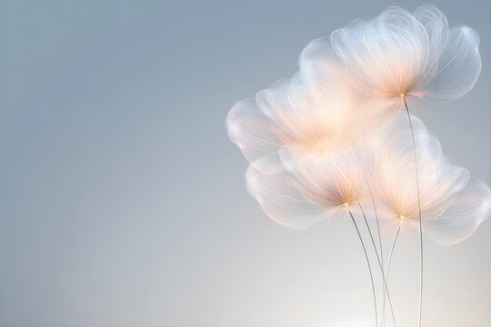 Bouquet de fleurs transparentes abstraites lumineuses