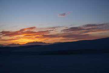 Colorful sunset at White Sands National Park, New Mexico