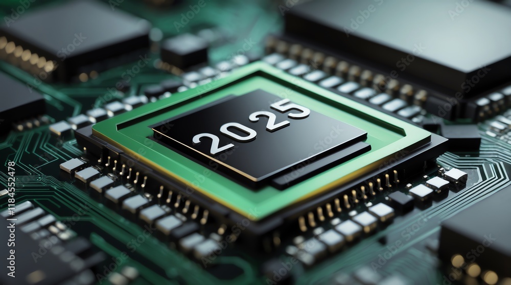 Aufkleber close-up of a microprocessor with 