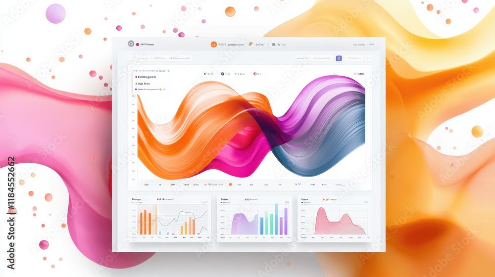 Poster vibrant fluid abstract art with colorful gradients and dynamic shapes