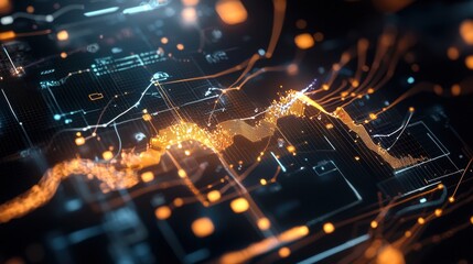 Obraz premium Vibrant Cyber Network Data Visualization Futuristic Digital