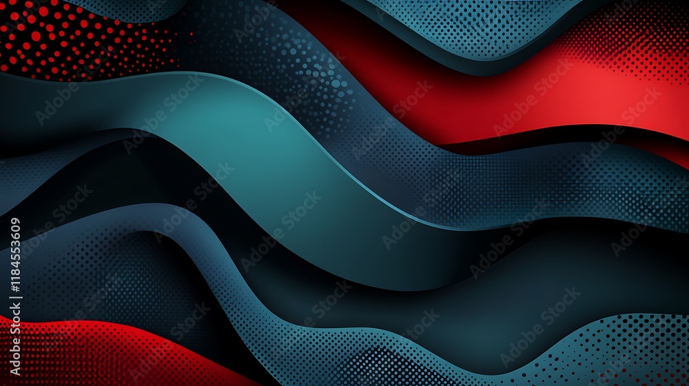 Poster Abstract red and blue wavy background design