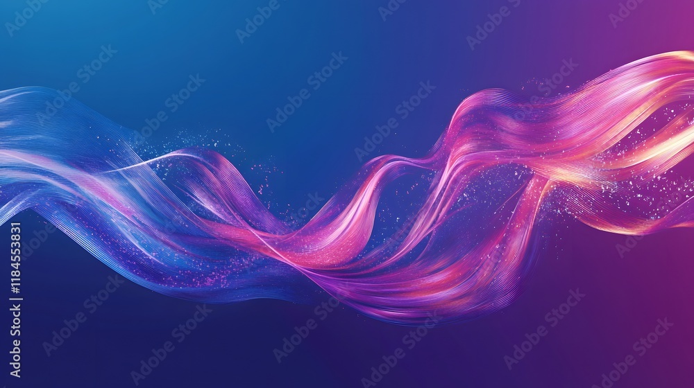 Poster abstract colorful wave design with glowing particles