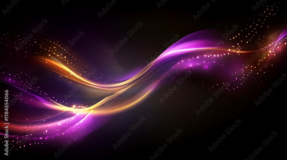 Poster glowing abstract wave on dark background