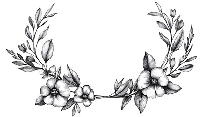 Fototapeta premium Floral Wreath, Leaves, Decoration, Frame, Invitation