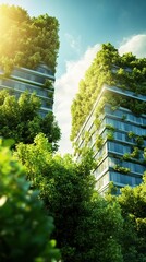 Futuristic Green Tech Investment: AI-Generated Abstract Background for World Environment Day. Eco-friendly 32K Design Showcasing Smart Cities and Low-Carbon Solutions. High-Resolution Visuals for Sust