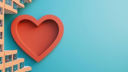 A modern residential tower where the floors spiral upwards to form a giant heart silhouette