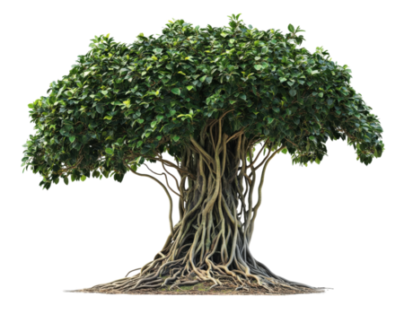 lush Amazonian strangler fig vine with intricate roots and dense foliage, showcasing its unique growth pattern and vibrant green leaves. tree structure is both captivating and complex