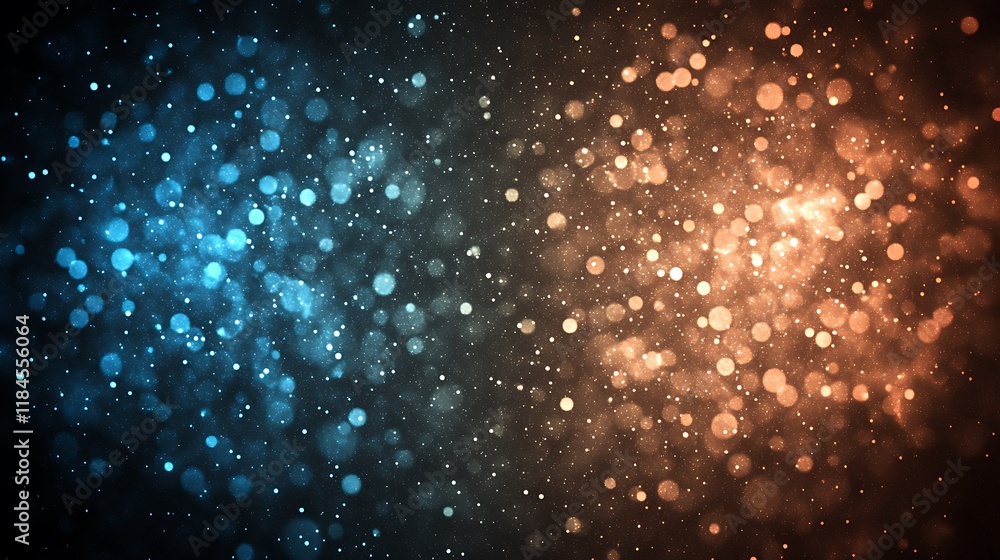 Poster blue and orange bokeh lights background for festive design