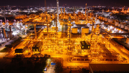 Close-Up of Refinery Pipes and Machinery