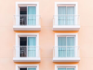 Fototapeta premium A luxury skyscraper featuring heartshaped windows and balconies, embracing Valentine vibes