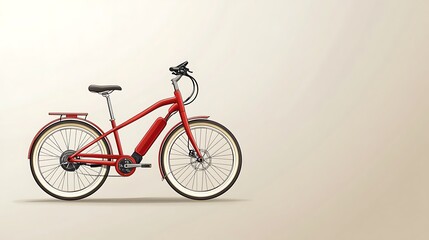 Obraz premium Red electric bicycle on plain background, ideal for eco-friendly transport ads