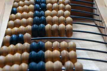 wooden abacus on a wooden table