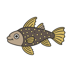 bristlenose pleco fish vector icon, aquarium fish vector illustration - simple illustration of bristlenose pleco fish perfect for logos, and aquarium fish-themed designs.