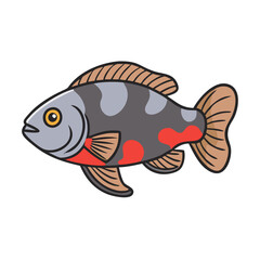 firemouth cichlid fish vector icon, aquarium fish vector illustration - simple illustration of firemouth cichlid fish perfect for logos, and aquarium fish-themed designs.
