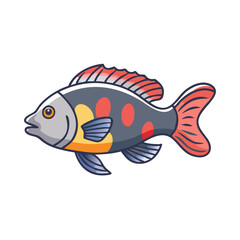 Naklejka premium firemouth cichlid fish vector icon, aquarium fish vector illustration - simple illustration of firemouth cichlid fish perfect for logos, and aquarium fish-themed designs.
