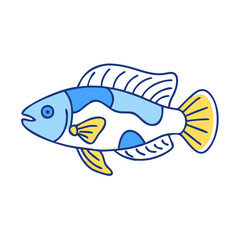 kribensis fish vector icon, aquarium fish vector illustration - simple illustration of kribensis fish perfect for logos, and aquarium fish-themed designs.