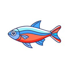 neon tetra fish vector icon, aquarium fish vector illustration - simple illustration of neon tetra fish perfect for logos, and aquarium fish-themed designs.