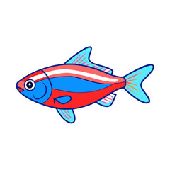 neon tetra fish vector icon, aquarium fish vector illustration - simple illustration of neon tetra fish perfect for logos, and aquarium fish-themed designs.