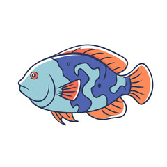 oscar fish vector icon, aquarium fish vector illustration - simple illustration of oscar fish perfect for logos, and aquarium fish-themed designs.